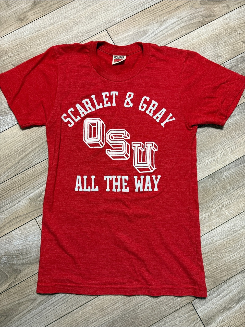 HOMAGE Scarlet Red & White OSU Graphic Tee